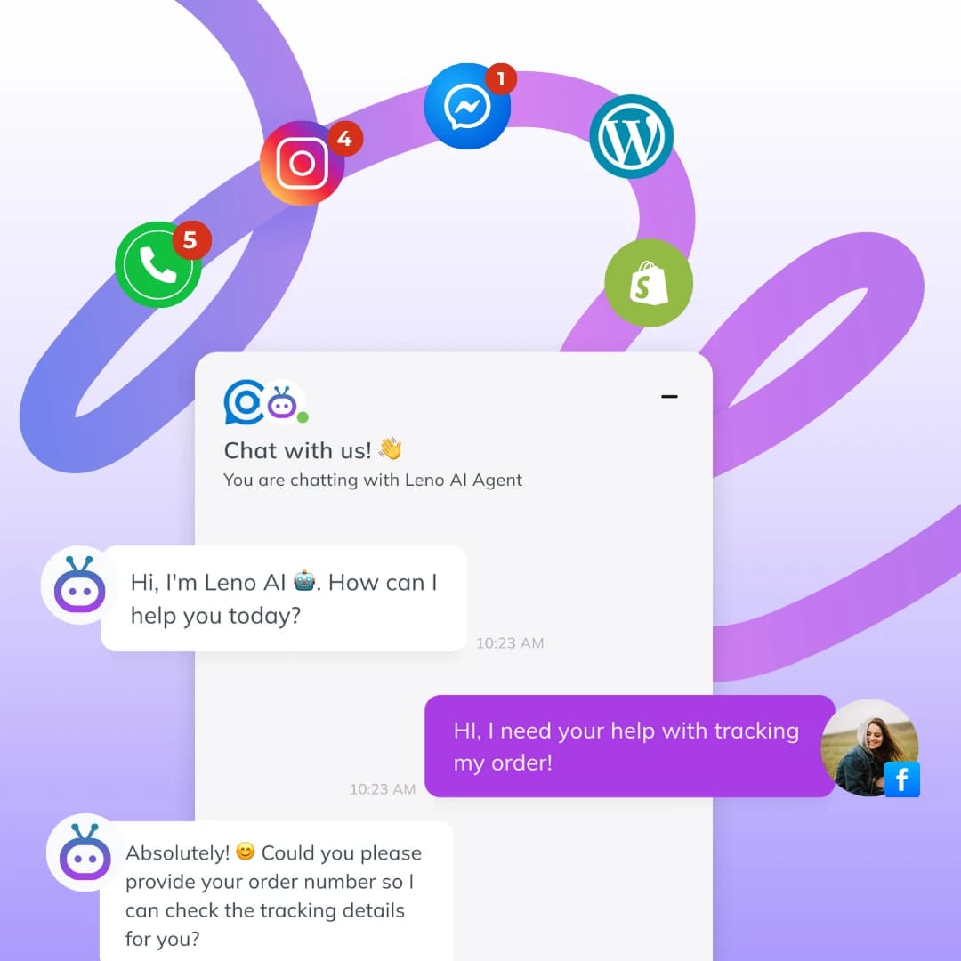 Multi-channel communication icons for WhatsApp, Facebook, Instagram, and web chat