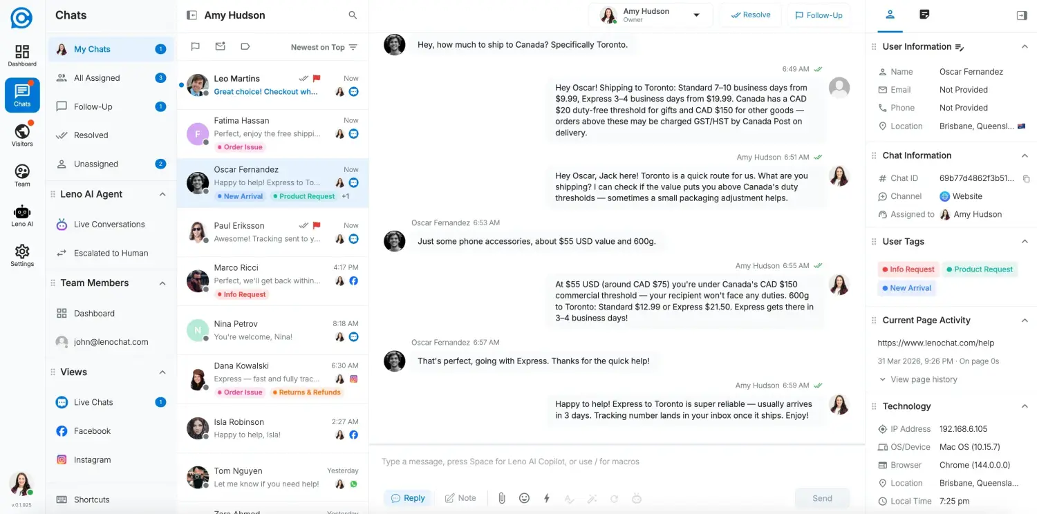 LenoChat AI chat widget demo